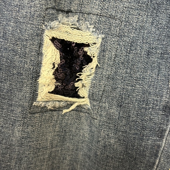 Melanie Lynn Cropped Slim Distressed Sequin Jeans - Picture 4 of 5